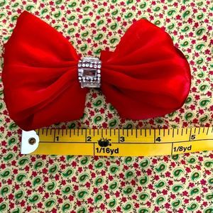 Red Hair Bow with Rhinestones